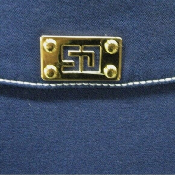ST JOHN SPORT Navy Blue Twill Jacket Sz S Flap Pockets & White Stitching - Picture 7 of 8
